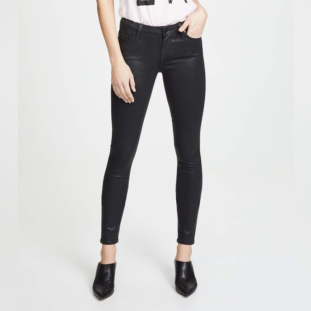 [paige] verdugo coated ankle skinny mid-rise jeans sterling black 23